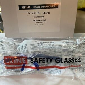 Uline deluxe wraparound, clear safety glasses, ANSI Z87.1 approved NWT